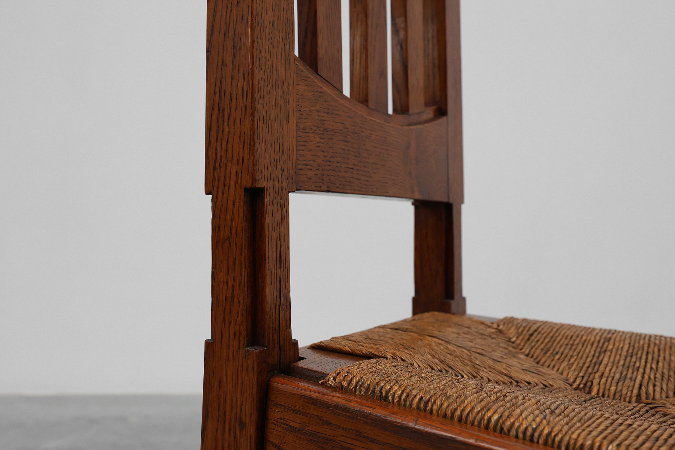 Set of 4 Early Art Deco Oak & Wicker Dining Chairs, Belgium, 1915 thumbnail